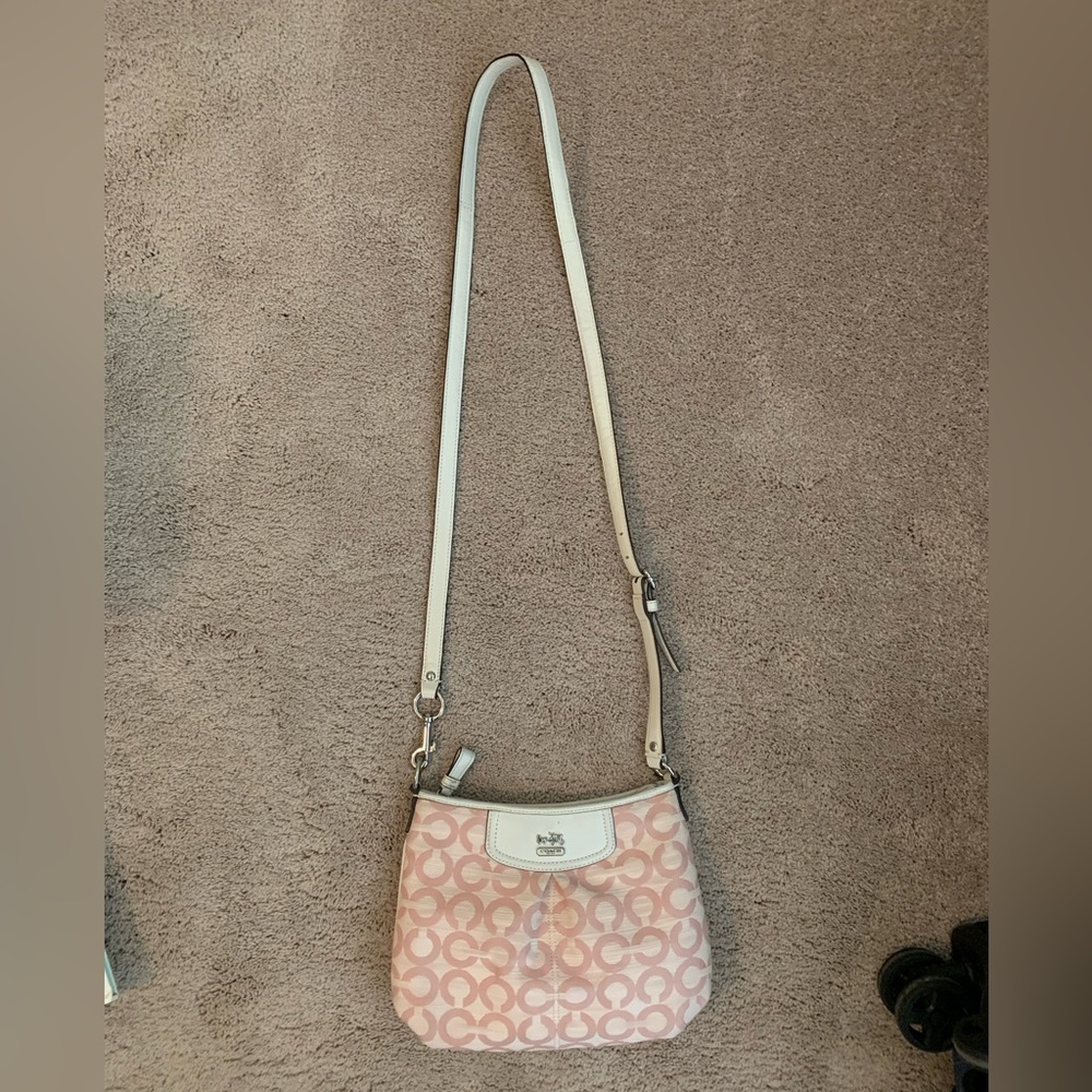 Pink & White Coach Crossbody Purse